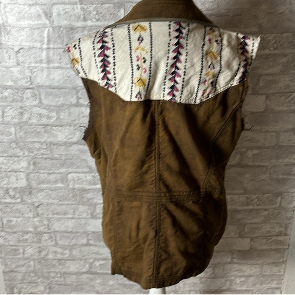 Free People Brown Sleeveless Utility Jacket with Red Zip Detail - Picture 2 of 7